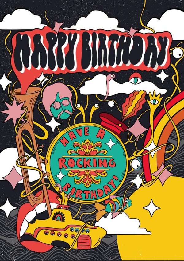 Beatles inspired Birthday Card created by Rachel’s Doodles
