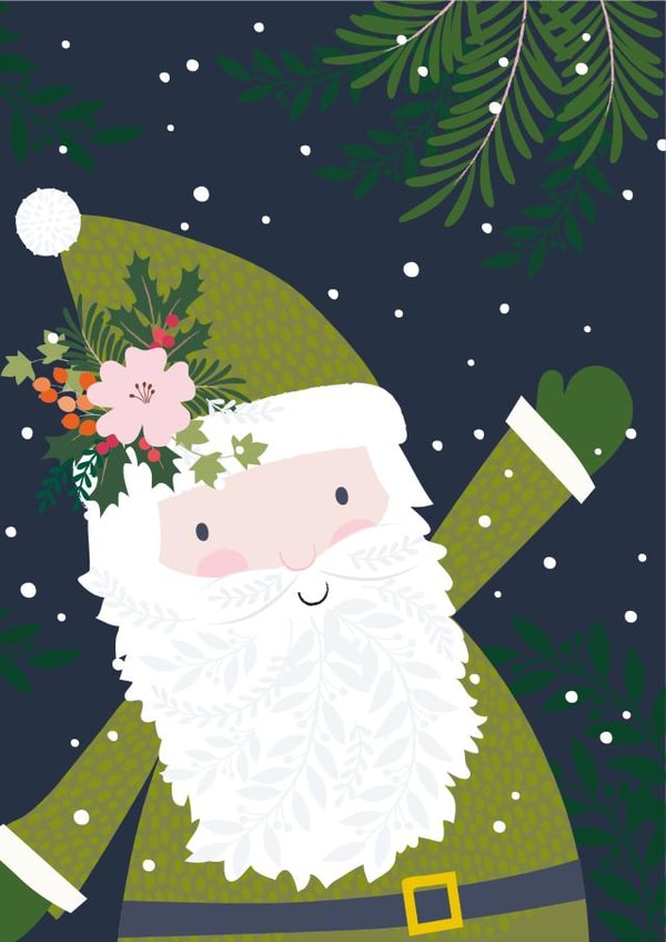 Cute Green Father Christmas Card created by Klara Hawkins