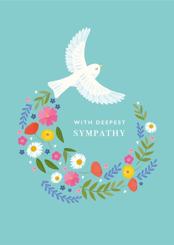 Pretty Sympathy card with flying bird and floral trail created by Klara Hawkins