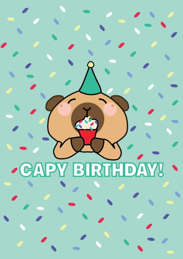 Cute Capybara birthday card created by Luella York