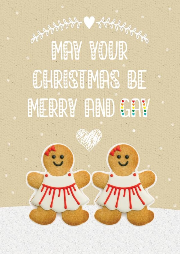cute gingerbread gay couple christmas card created by Mo&Co