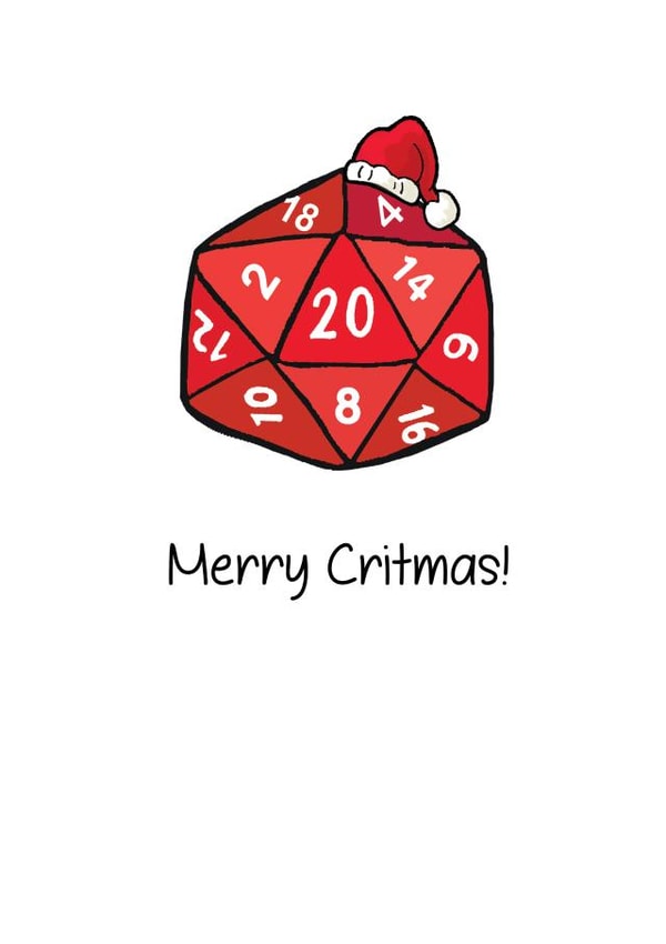 Merry Critmas - Dungeons and Dragons Christmas Card- Festive DnD Card For Player created by Lara King Draws