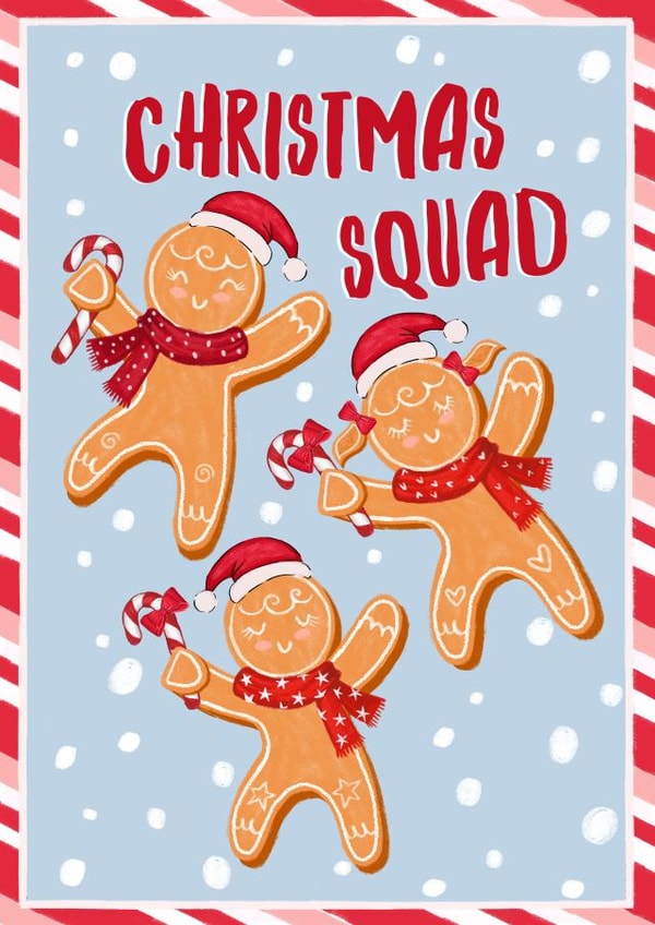 Cute Christmas card for your favourite crew. Gingerbread men - Christmas Squad. created by The Jaunty Cocoon