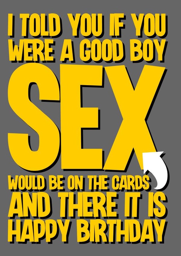 Rude Birthday Card for Husband / boyfriend - sex based joke created by Blind Faith