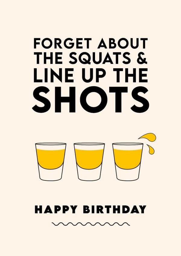 Funny birthday card for the gym bunny in your life who still likes to party. created by Pig + Plums