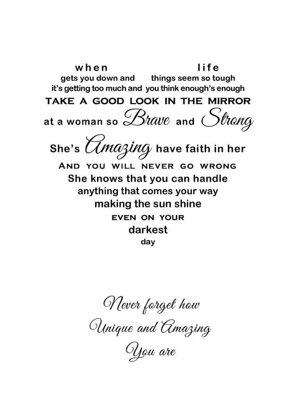 Unique Friend Support Poem Card to remind someone just how amazing she is created by Unique Word Designs