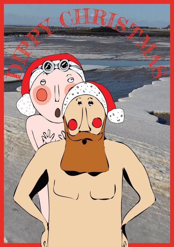 A funny, cute card for wild swimmers and skinny dippers this Christmas. created by Willamina Wild