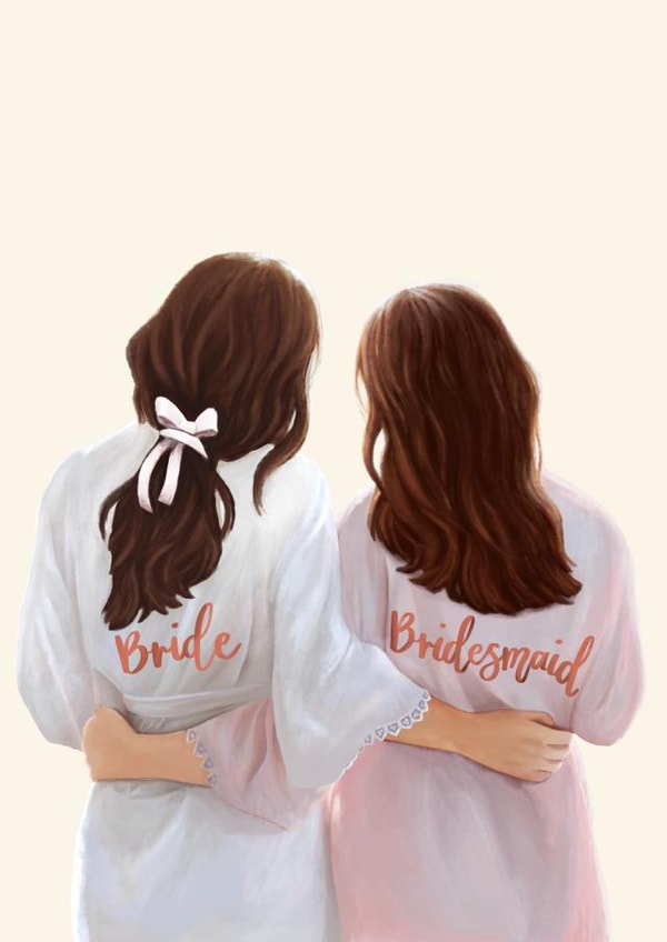 Bridesmaid Bride Wedding Gift or Thank You created by Becca Doodles Design