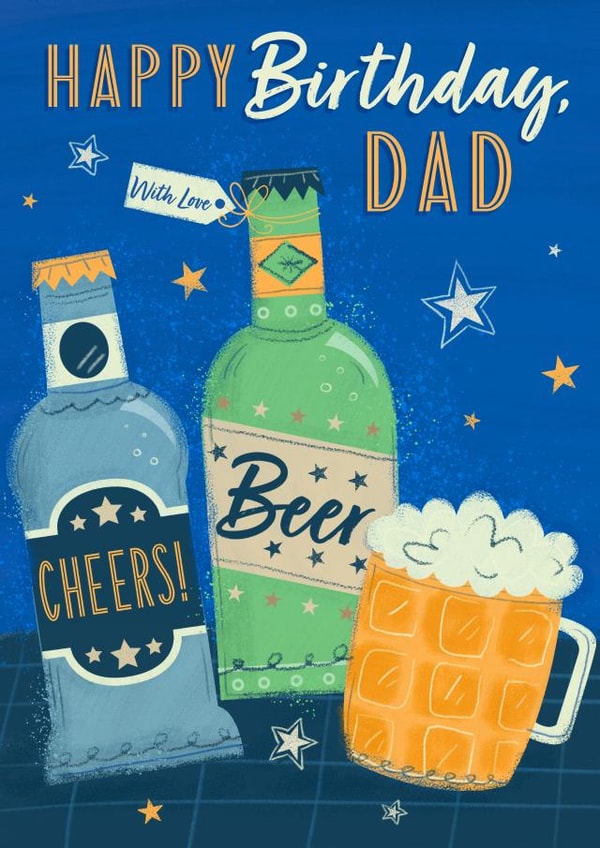 Traditional Dad Birthday Card - Beer - Cheers! created by Dalia Clark Design