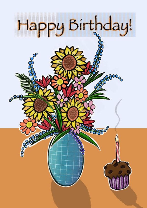 Cute, bright birthday card for your loved one. created by Jessicadrawws