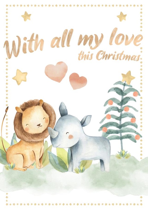Safari Friends™ All My Love At Christmas, Cute Animals Card Couples & Family created by Little Rupert