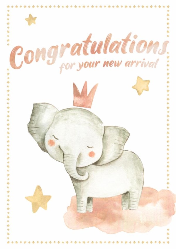 Safari Friends™ Congratulations for New Baby Arrival, Cute Card Animals In Pink created by Little Rupert