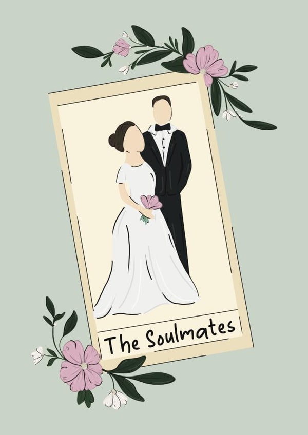 Beautiful wedding card - the lovers tarot card - perfect couple created by Ellen Cawley