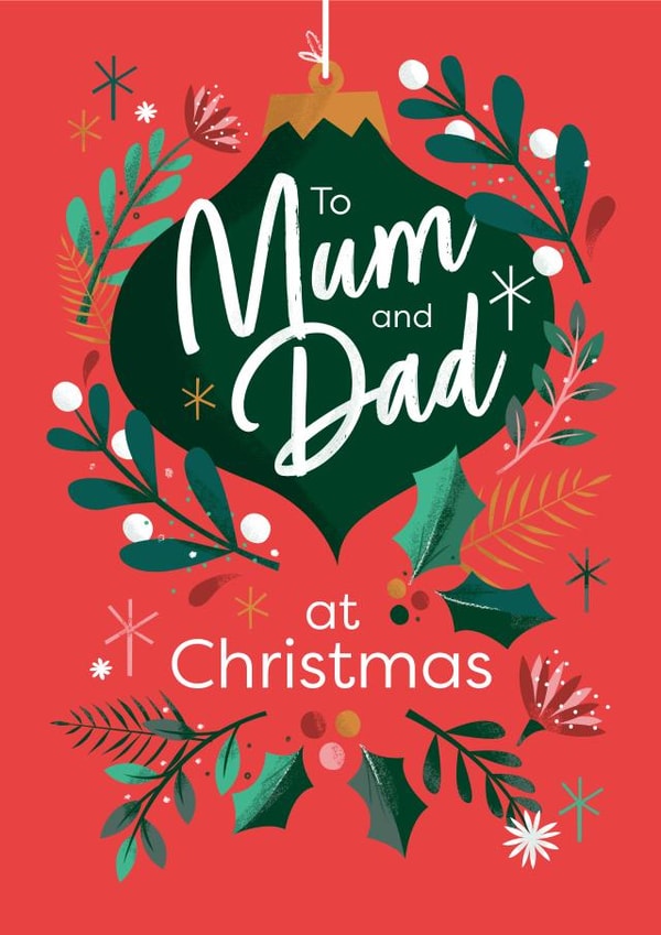 Mum and Dad Christmas Bauble created by Neil Clark