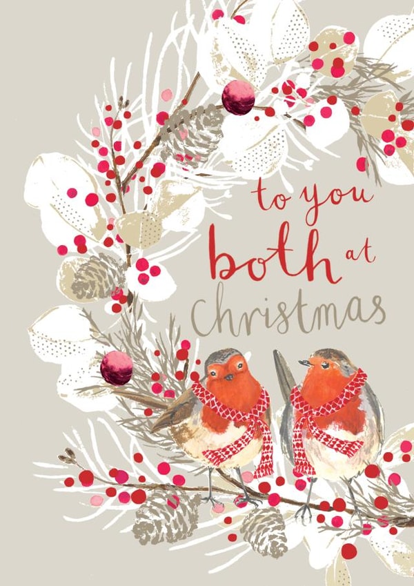 Cute Christmas Card For Couple - Robin Couple - To You Both at Christmas created by Louise Tiler