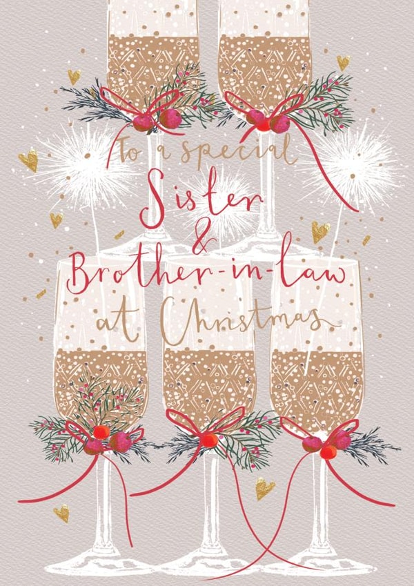 Christmas Card For Sister and Brother-in-Law - Christmas Prosecco Champagne created by Louise Tiler