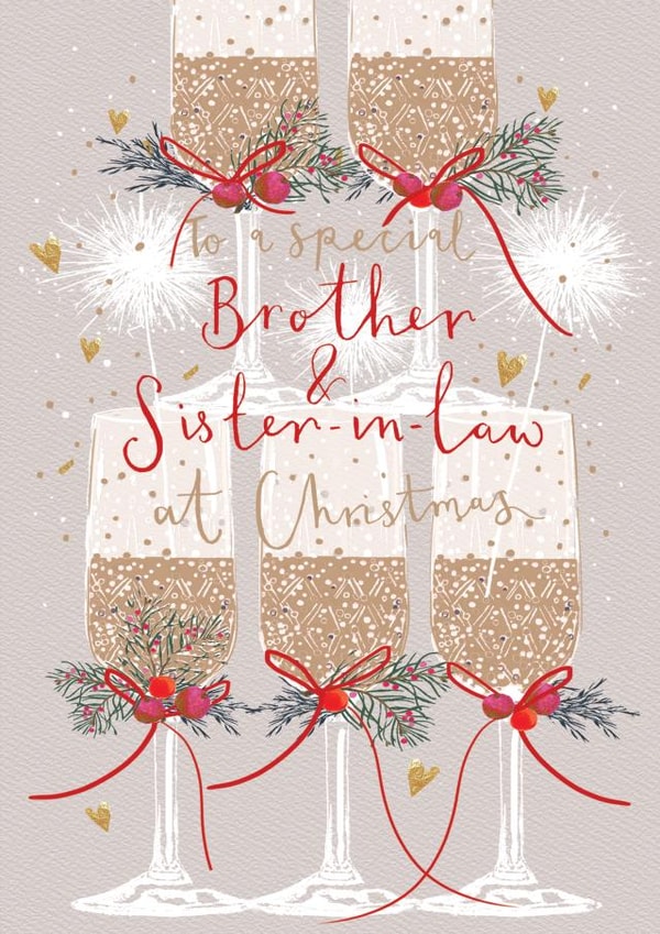 Christmas Card for Brother and Sister-in-Law - Christmas Prosecco Champagne created by Louise Tiler