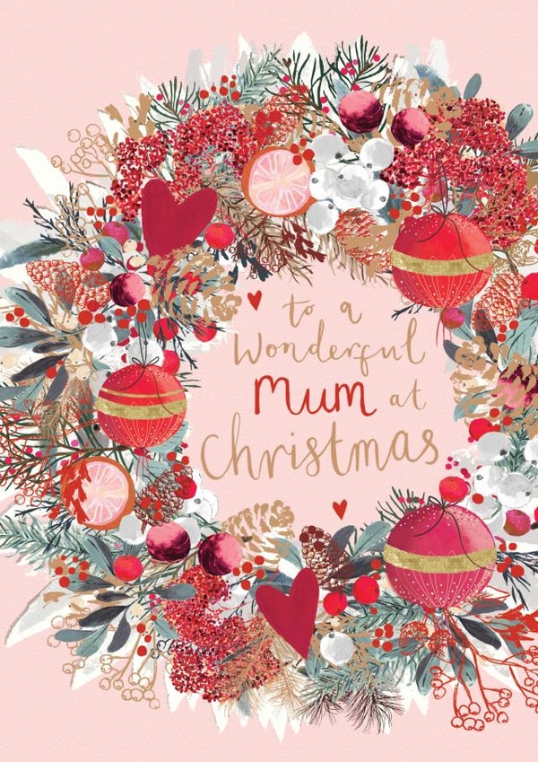 Christmas Card for Mum - Christmas Wreath - To A Wonderful Mum created by Louise Tiler
