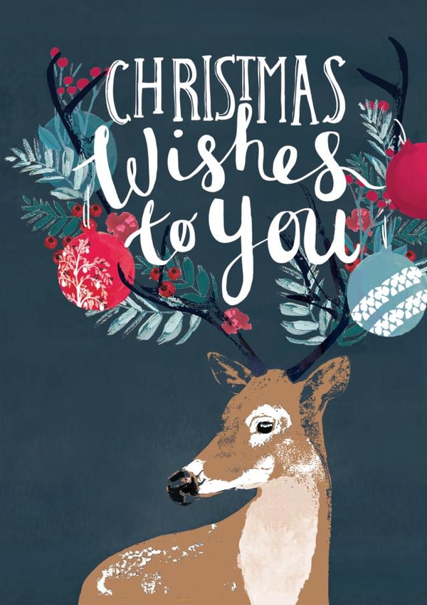 Cute Christmas Card - Reindeer - Christmas Wishes to You created by Louise Tiler