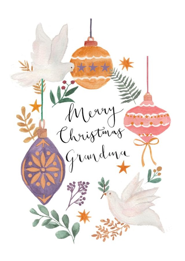 Merry Christmas Grandma Card - Pretty Card for Grandma - Christmas Bird Card created by Sage and Hart