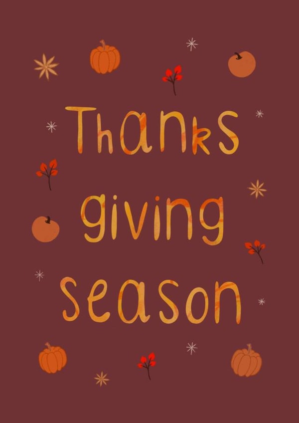 Thanks giving season greetings card created by Bidds and Bobs Illustration