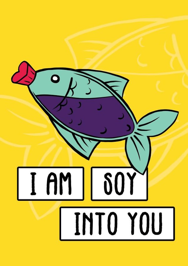 Cute foodie valentine's card - I am soy into you created by Bagels Before Boys