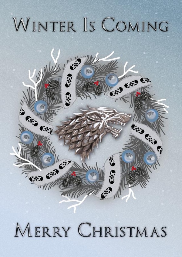 Winter is Coming Game of Thrones Stark Jon Snow Christmas Card created by Cardology