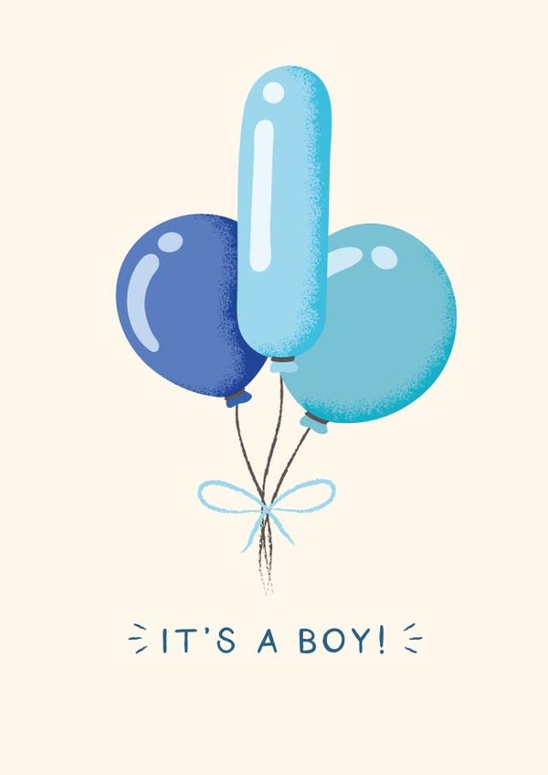 It's a boy! Funny Balloons Baby Boy Congratulations Card created by Studio Mads