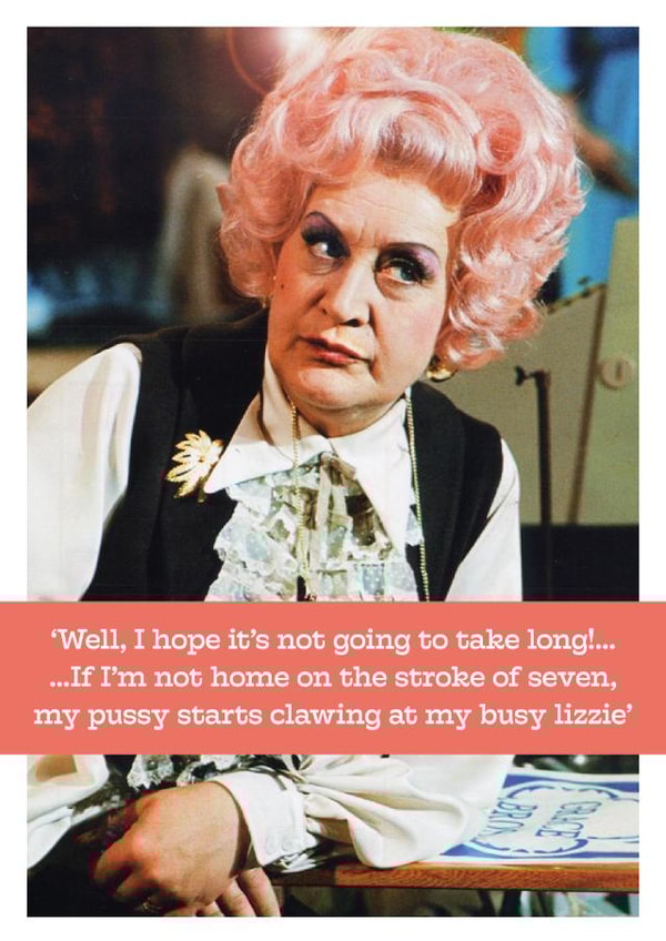 A card for those who still remember the 80s and loved a bit of Mrs Slocambe created by The Graphic Detail