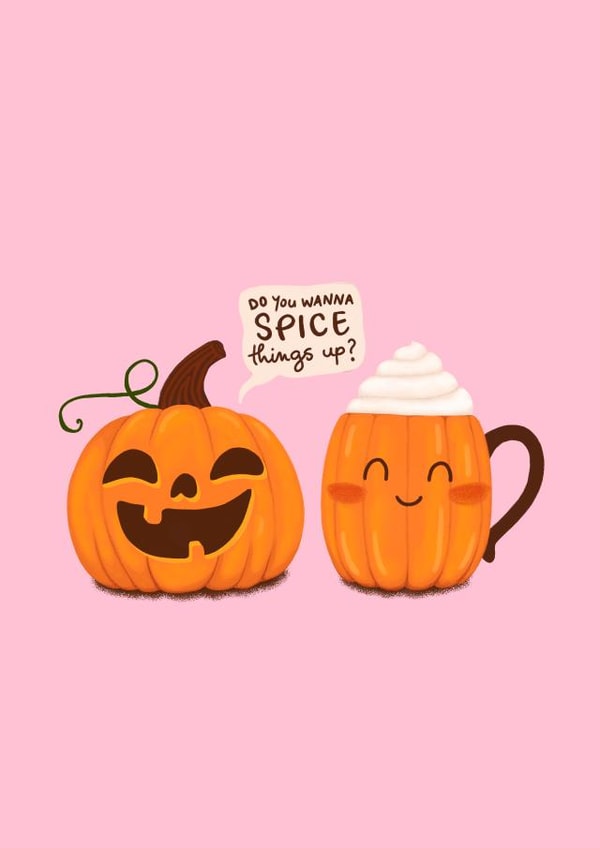 Cheeky card for a significant other - pumpkin flirting created by illograph