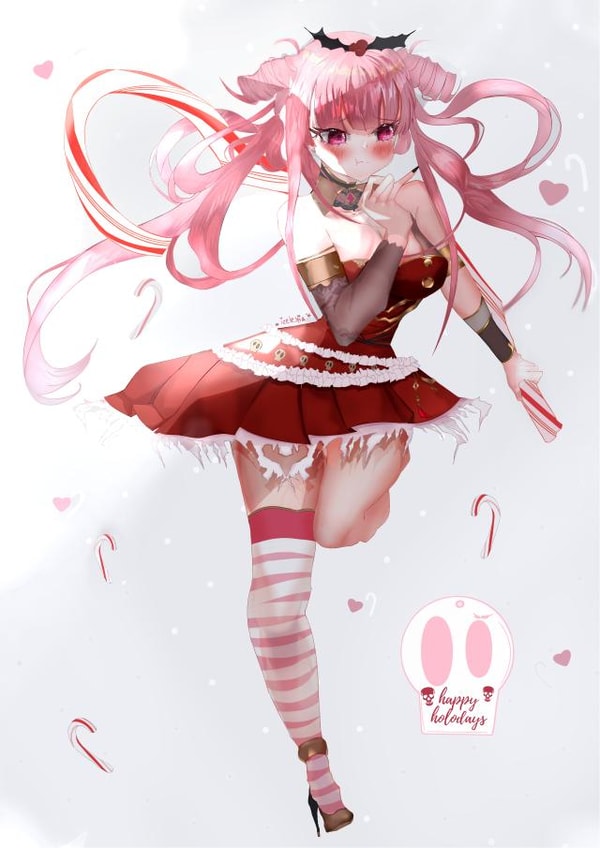 Hololive Mori Calliope 'Candycane Calli' Christmas Card - Happy Holodays created by izelestia