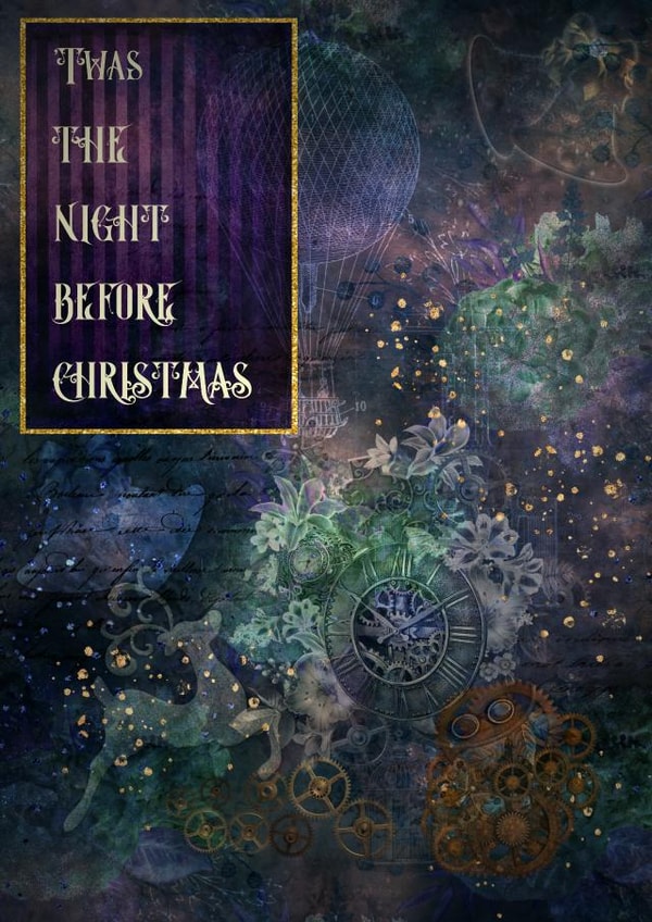 Steampunk Christmas Card in Shades of Blue created by The Savage Geek