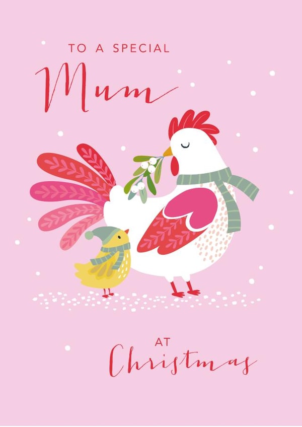 Special Mum Hen and Chick Christmas card created by Klara Hawkins