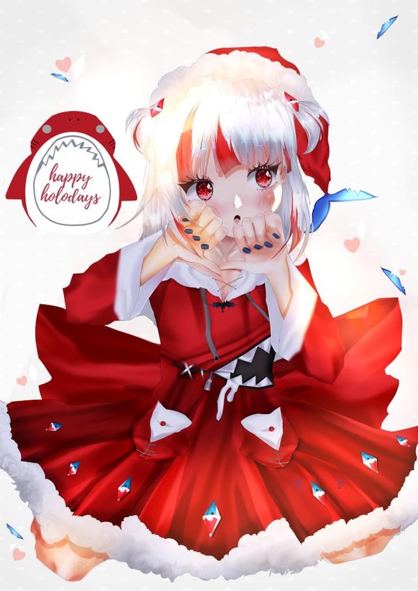 Christmas Gawr Gura Santa Card For Your Favourite Hololive Fan - Happy Holodays! created by izelestia