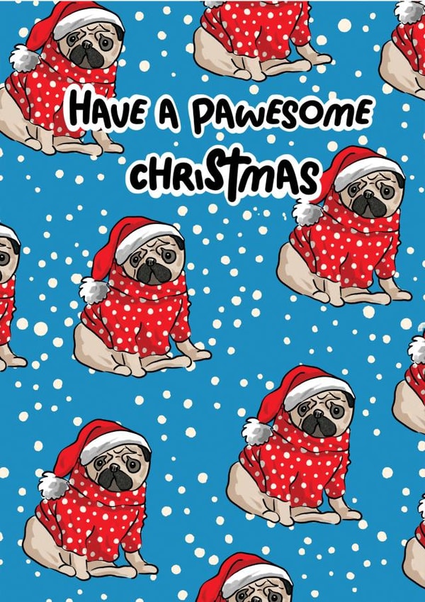 Cute Christmas dog card - Have a pawesome Christmas created by Cake and Crayons