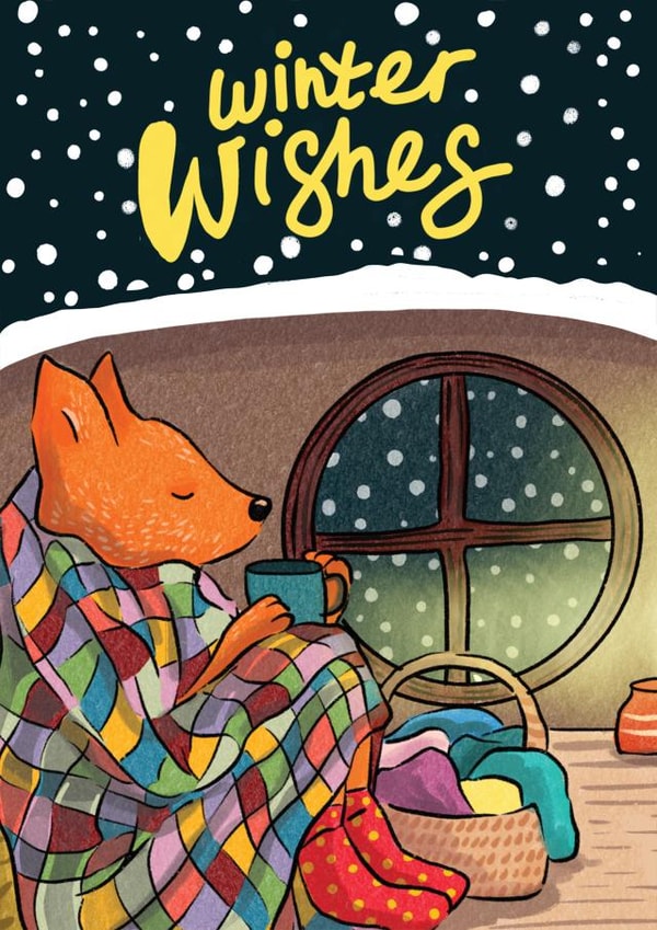 Cute Christmas Fox card - Winter Wishes created by Cake and Crayons