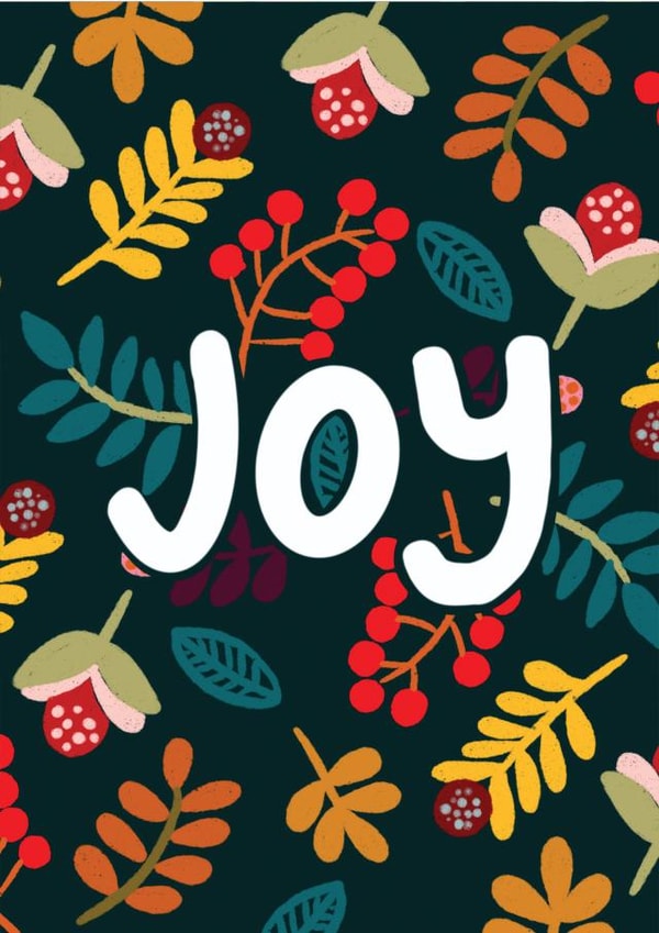 Beautiful JOY Christmas card created by Cake and Crayons
