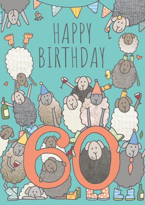 60th Sheep Fun Birthday Card for Him for Dad for Grandad for Her for Friend created by FELLTARN
