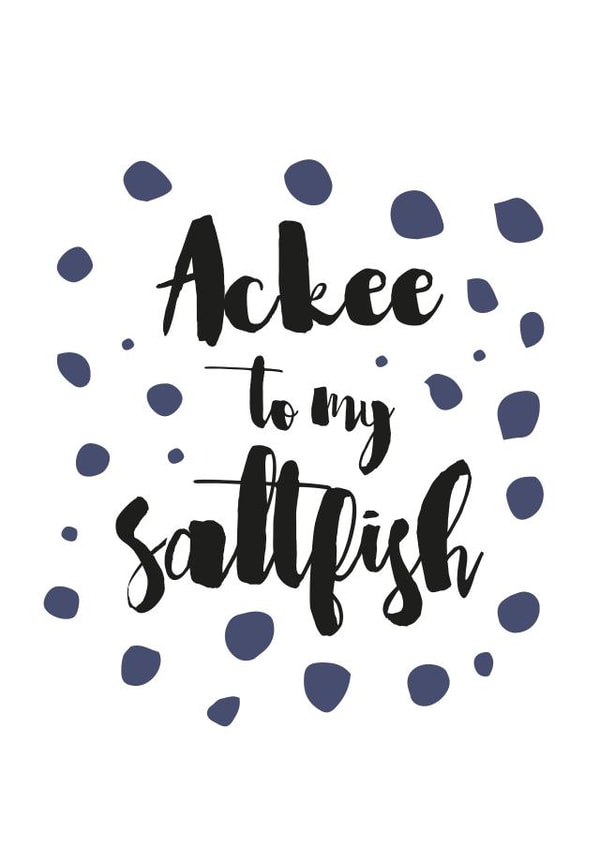 Cute Food Anniversary Card, Ackee to my Saltfish created by New Maroons