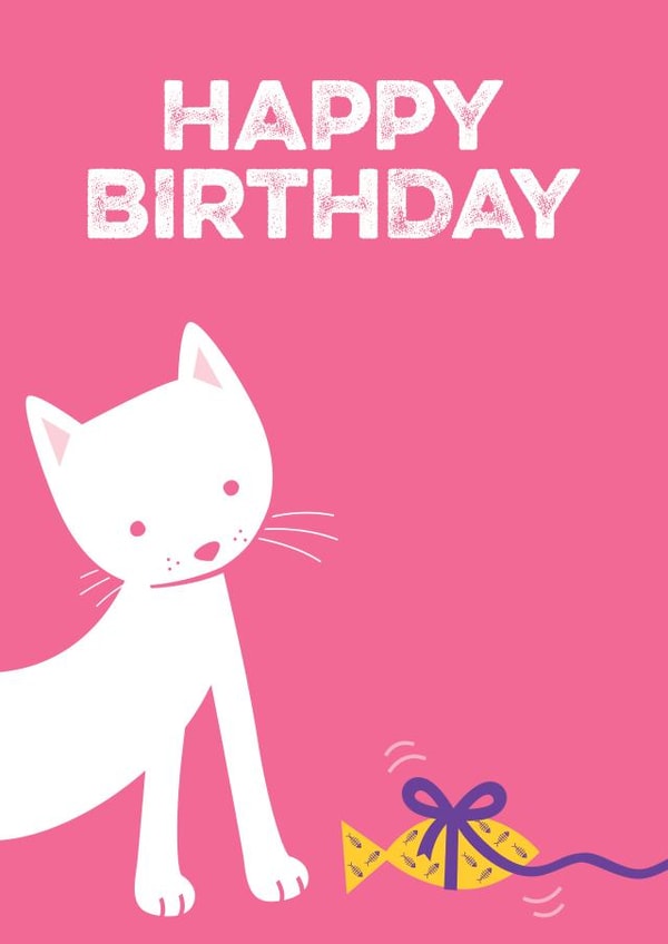 Cute Cat Pink Birthday Card created by Hello Squid