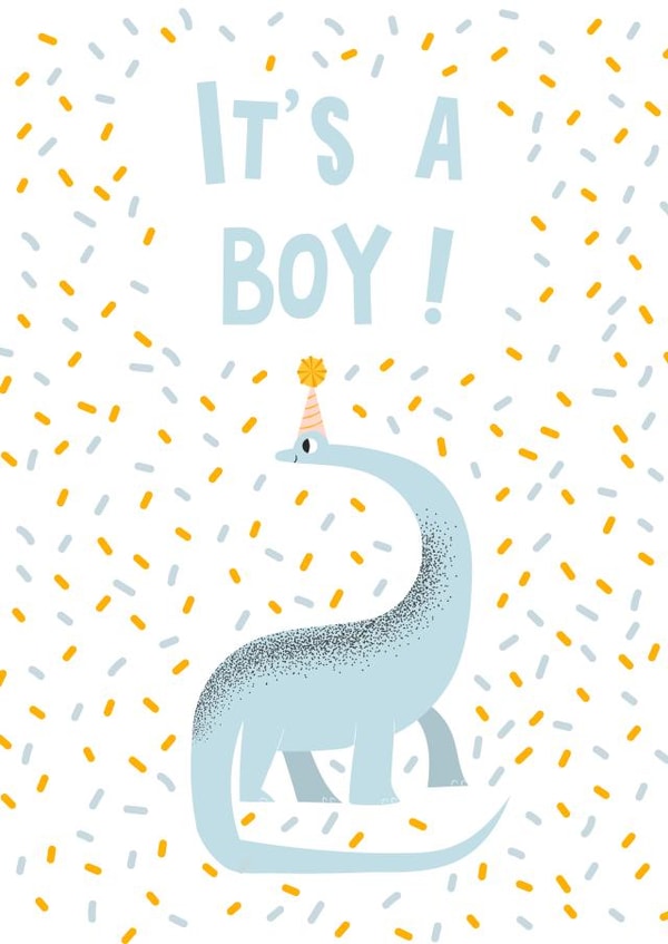 Newborn card with cute dinosaur for baby boy. created by Anastasia Ultramarin
