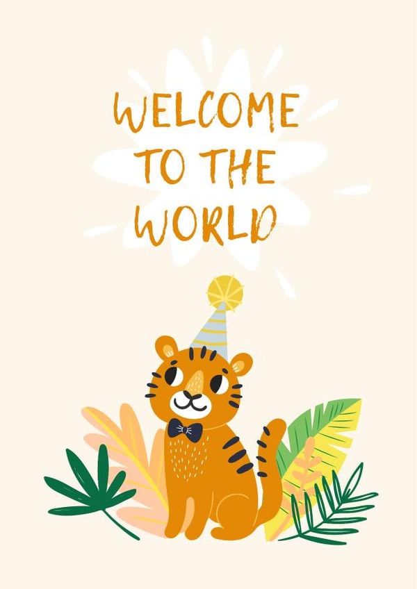 Cute New Baby jungle card. created by Anastasia Ultramarin