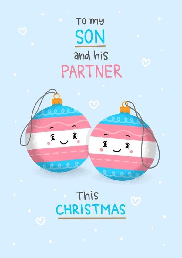 Transexual Son and partner baubles created by Blue Kiwi Design