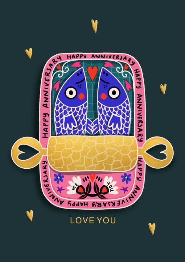 CUTE ANNIVERSARY CARD FOR SIGNIFICANT OTHER. created by NICHOLA COWDERY ILLUSTRATIONS