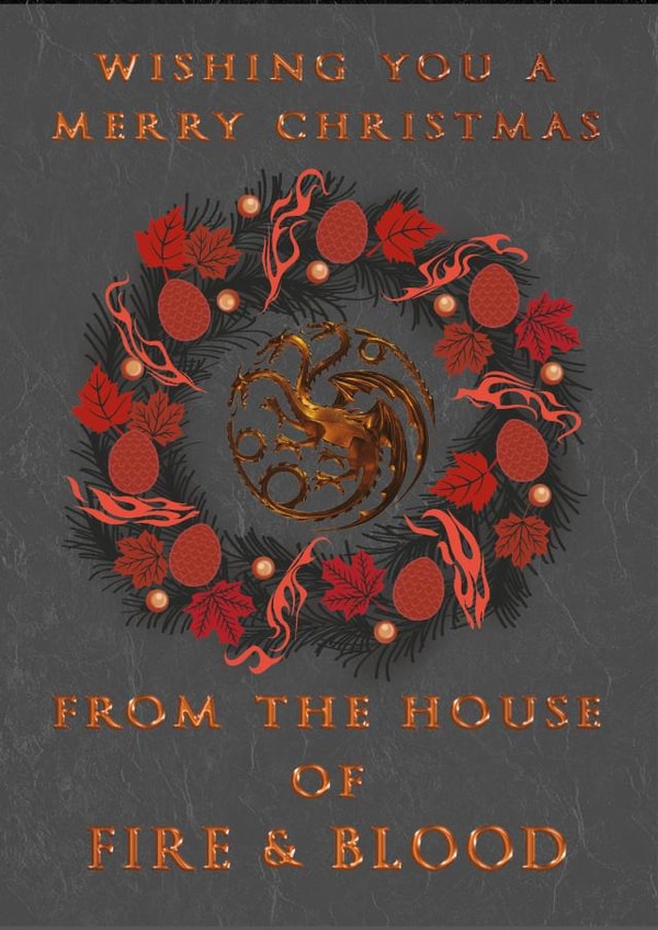 House of the Dragon Game of Thrones Targaryen Christmas Card created by Cardology