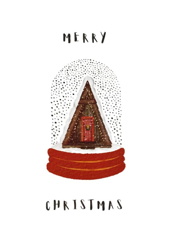 Watercolour Christmas Card - Snow Globe Cabin created by Laura Jayne Lettering