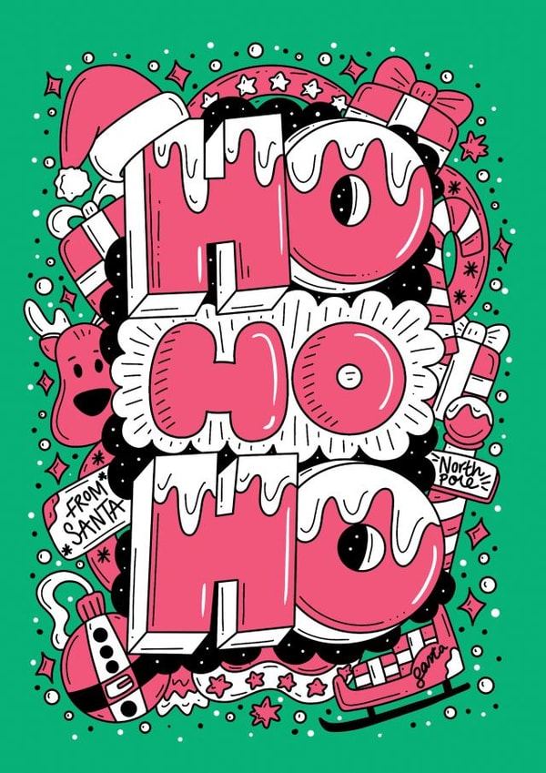 Cute Christmas Card For Family and Friends - HO HO HO created by Harkiran Kalsi