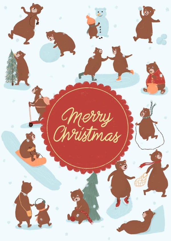Cute Merry Christmas card for everyone created by Fariza Kartbayeva