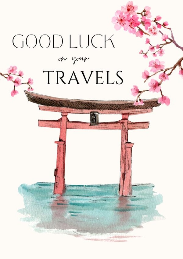 Pretty Good Luck Card for Travels Goodbye Asia - floral, sweet leaving card created by Sarah Moffatt