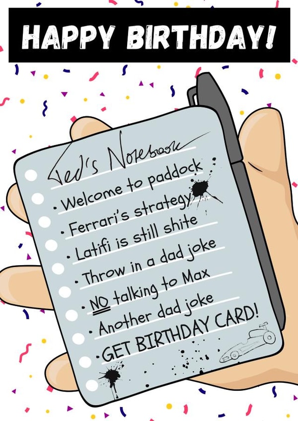 Ted's Notebook Birthday Card created by P1 Cards